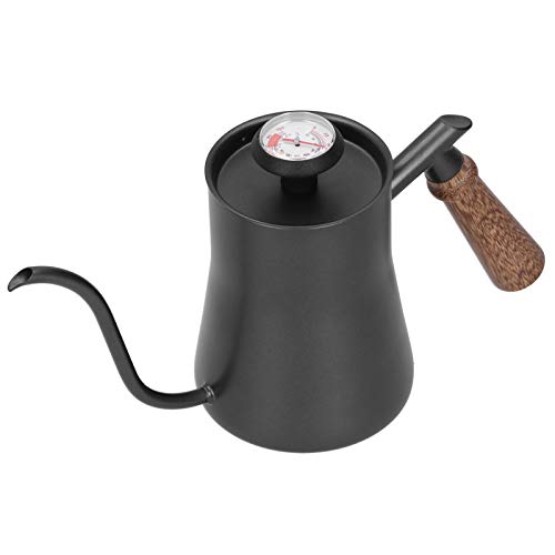 Zerodis 650 Ml Ergonomisch Edelstahlkaffeekoch mit Dem Thermometer, die eine Genaue Schande über Kaffee, Enthusiasten aus Dem (650 ml schwarz) von Zerodis