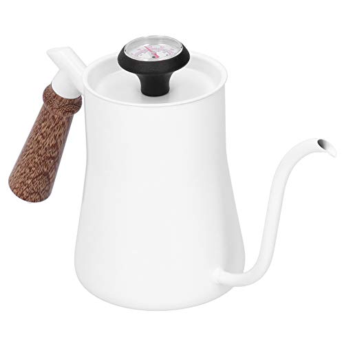 Zerodis 650 Ml Ergonomisch Edelstahlkaffeekoch mit Dem Thermometer, die eine Genaue Schande über Kaffee, Enthusiasten aus Dem (650 ml weiß) von Zerodis