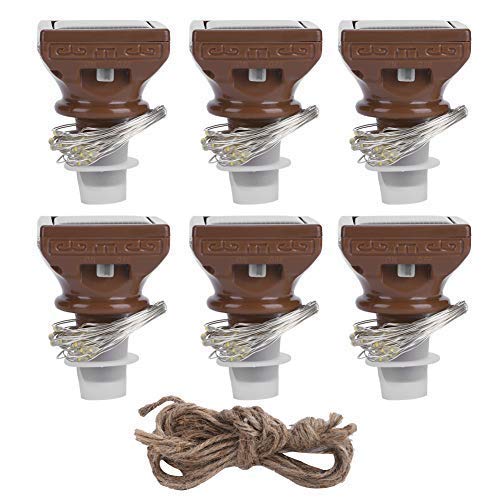 Zerodis 6PCS 20LED Bottle Cork Light, Solar String Lights Wasserdichte Weinflasche Cork Lampe für Hochzeitsfeier Dekoration für Weinflaschen, Glasflaschen, Soda-Flaschen, Bierflaschen von Zerodis