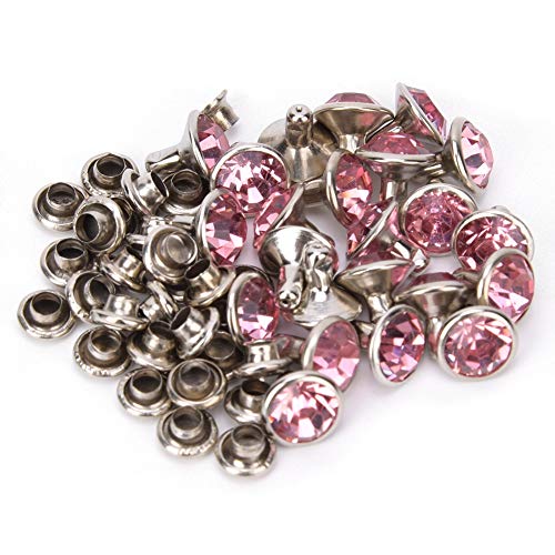 Zerodis 8 Mm Messing Nieten Nieten Strass Nieten Nieten Metall Schnellnieten für Heimwerker Handwerk Reparatur Verschlüsse Druckknöpfe Spots Nieten Kleidung Dekoration(rosa) von Zerodis