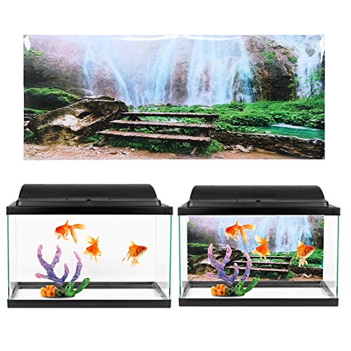 Zerodis Aquarium Poster, Dschungel Wasserfall Aquarium Hintergrunddekoration 3D PVC Selbstklebende Aquarium Wallpaper Aufkleber für Aquarium Aquarium Dekoration(122 * 50cm) von Zerodis