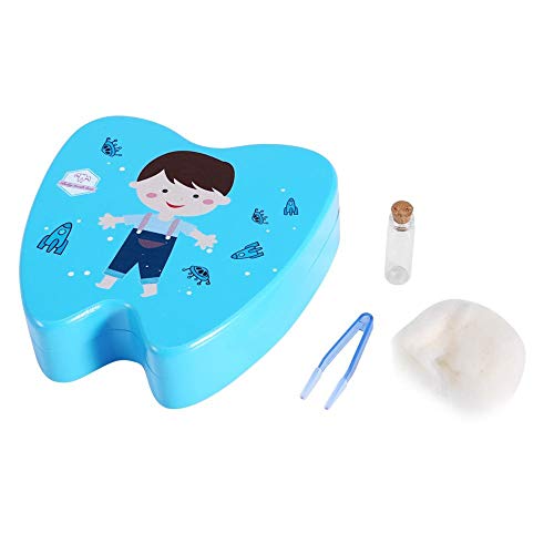 Zerodis Baby Milchzähne Zähne Box Niedlicher Druck Holzzähne Lagerung Inhaber Organizer Milchzähne Sammlung Milchzähndose Zähne Kasten für Kinder(Blue Little Boy) von Zerodis