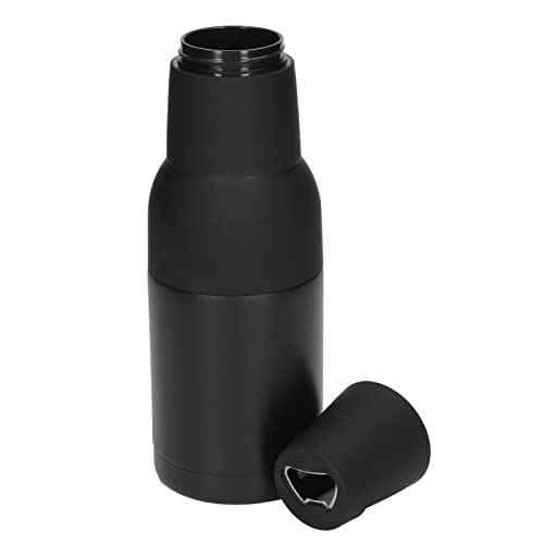 Zerodis Bierflaschenkühler Doppelte Edelstahl mit Silikonboden, Flaschenöffner, Vakuumisolierung, 12oz -Kapazität, Eingebauter Flaschenöffner, Multifunktionales Design (BLACK) von Zerodis