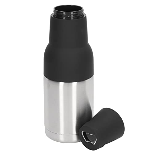 Zerodis Bierflaschenkühler Doppelte Edelstahl mit Silikonboden, Flaschenöffner, Vakuumisolierung, 12oz -Kapazität, Eingebauter Flaschenöffner, Multifunktionales Design (Stahlfarbe) von Zerodis