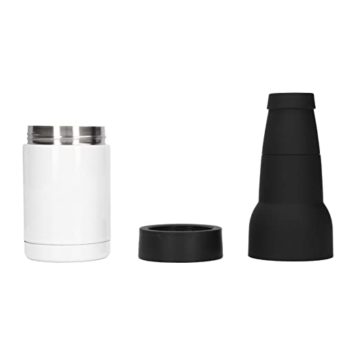 Zerodis Bierflaschenkühler Doppelte Edelstahl mit Silikonboden, Flaschenöffner, Vakuumisolierung, 12oz -Kapazität, Eingebauter Flaschenöffner, Multifunktionales Design (WHITE) von Zerodis