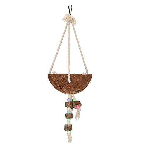 Zerodis Coconut Shell Swing, Coconut Bird House Hanging Coconut Shell Vogelnest Natur Coconut Hanging Cage Vogelnest Muschelschaukel Papagei Beißen für Papageien Sittich Nymphensittich Gecko von Zerodis