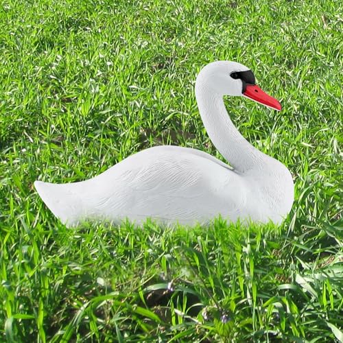 Zerodis Dekorationen von Niedlichen Weißen Schwan -Simulaten Im Garten für Fans der Jagd oder Angeln Im Garten von Zerodis