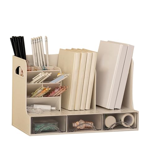 Zerodis Desktop Bookshelf Desktop Off-Oberflächenregale Buch Regale Regale mit Schubladen Design Platz Sparen Desk Storage Display Rackbuch für Office Study Room Desktop (Mit Stifthaltereinsatz) von Zerodis