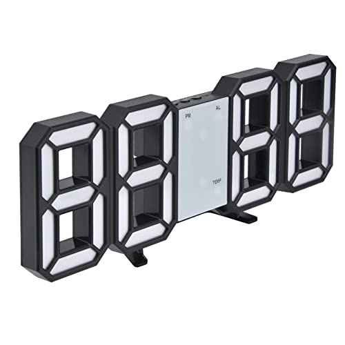 Zerodis Digitale Wanduhr Modernes Design Temperaturanzeige Alarmfunktion Sound Control Auto Sleep mit USB-Kabel für Home Office(Schwarz) von Zerodis