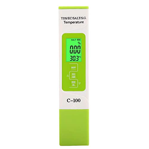 Digitale Wasserqualität Tester, Wassertest kit C-100 5 in 1 Salzgehalt TDS EC Meerwassertester Multifunktions-Wasserqualitätstester mit Hintergrundbeleuchtung Digitale Wasserqualität Tester, Wassertest kit C-100 5 in 1 Salzgehalt TDS EC Meerwassertester Multifunktions-Wasserqualitätstester mit Hintergrundbeleuchtung von Zerodis