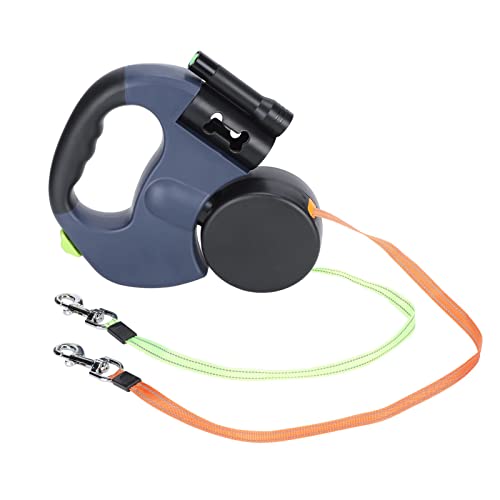 Zerodis Doppelte Haustier Walking -Leine Einziehbarer Hund Reflektierende Leine mit LED -Taschenlampe 360 ​​° für Kleine Größe Hunde Drehen von Zerodis