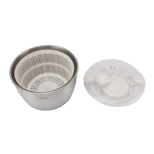 Zerodis Edelstahlsalat Große Kapazitätsschrittkapazität Spinner Schnell Trocken Fruchtfrucht Laeder Manuelle Rotation für die Küche Verwendung von Zerodis