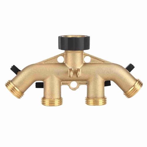 Zerodis Gartenschlauch Splitter Schlauchhahn Wasserverteiler 4 Messig Wasserhahn Adapte für Garten Bewässerung Waschen Haustieren(Europäisches Gewinde) von Zerodis