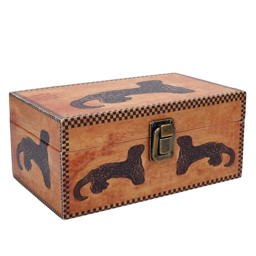 Zerodis Geschenke mit Scharnier Deckel Kleiner Hölzerner Dekorativer Aufbewahrung Box Desktop Lederabdeckung Holzlagerbox Dekorativ für Schmuck Perlen Schmuck Tarotkarten Vintage Dekorative Schachteln von Zerodis