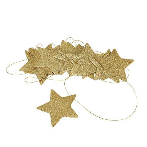 Zerodis Golden Silver Star Papiergirlande Hängende Sterne Dekoration für Hochzeiten Partys Kinderzimmer Moskitonetze Wandfenster(Gold) von Zerodis