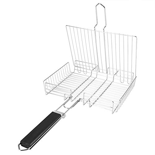Zerodis Grillgrill Gegrillte Fischnetz Grill Maschen Nettoklemmen Hand Gehalten Grill Mesh Draht Klemme Grillkörbe mit Langem Griff Im Freien Grillwerkzeug BBQ NET FALTABLE Square Barbeque von Zerodis