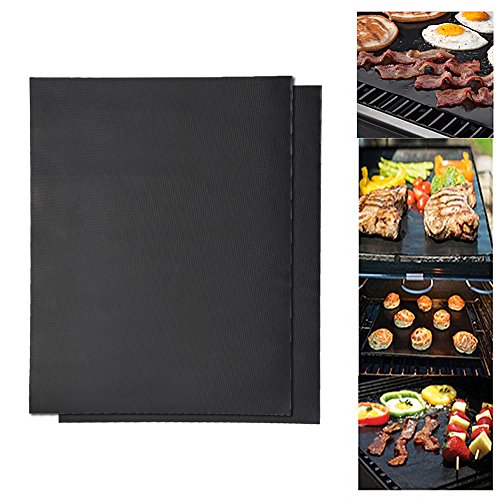 Grillmatte, Grillmatte, für Grill und Ofen, hitzebeständig bis 300 bis 500 Grad, 40 x 33 cm, antihaftbeschichtete Grill-Blätter, wiederverwendbar, 2 Stück von Zerodis