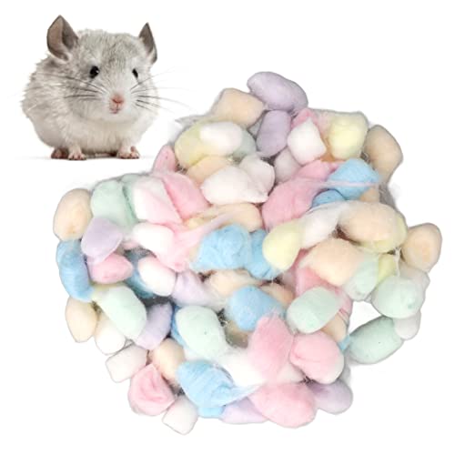 Zerodis Hamster-Bettwäsche-Baumwollknäuel, Handgefertigt, Flauschiger Hamster-Baumwollknäuel, Winter, Warm, Sicher für Syrischen Hamster für Chinchilla (Regenbogen) von Zerodis