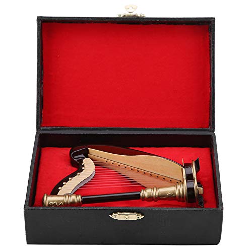 Zerodis Harfen-Ornament mit Geschenkbox Instrument Holz-Miniatur-Harfe-Replik 4'Holz-Miniatur-Harfe-Replik Musikmodell von Zerodis