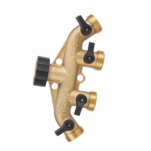 Zerodis Hoch -Quality 4 -Way Messing Kugel Ventil Splitter Handiger Schlangenhahnanschluss Zum Bewässern von Blumenbeeten und Rasenflächen (Europäischer Thread) von Zerodis