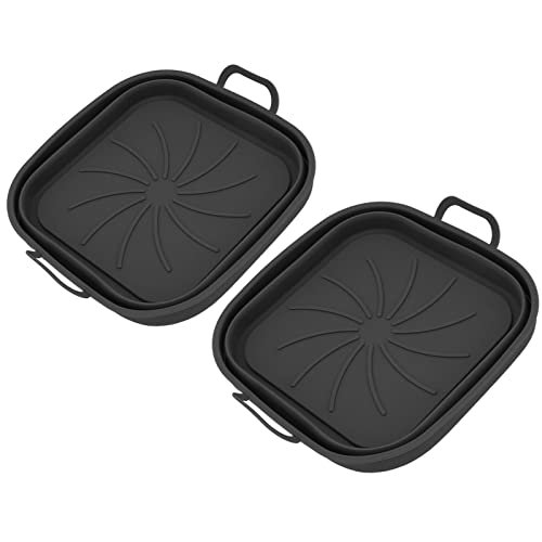 Zerodis Hochtemperaturbeständiges Silikon -Fritteuse -Tablett für Knusprige Ergebnisse, 2 Stcs Fritteuchsen Zubehör mit Griff für Heimköche (BLACK) von Zerodis