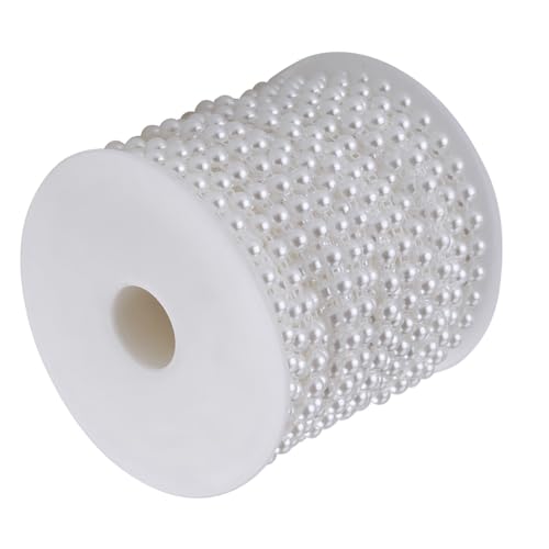 Zerodis Hochzeitsgirlande, 25mroll Doppelte Baumwolllinie Imitation Halbe Runde Perlen Perlenkette für Elegante Blumendekorationen (reines Weiß) von Zerodis