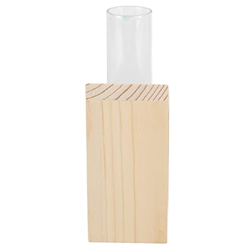 Zerodis Hydroponische Vase -Testrohr -Pflanze Vase Holzdekoration 2 Glasrohre mit Retro Holzbasis für Home Office Desk Dekoration (Einrohr-Hydrokultur) von Zerodis