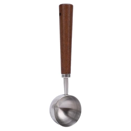 Zerodis Kaffee Messlöffel Edelstahl Langes Holzgriff Genaue Messung für die Heimküche, Multifunktional Kaffee Schaufel (Großer Silber) von Zerodis