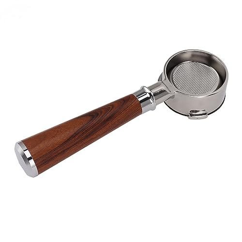 Zerodis Kaffee ohne Untere Portafilter 58 Mm 3 Ohren in Edelstahl mit Bequemem Massivholzgriff, Einfach zu Tun, Geeignet für die Barsetto -Kaffeemaschine (Typ A Rotsäurezweige) von Zerodis