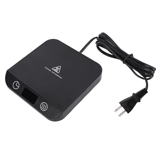 Zerodis Kaffeetassenwärmer mit Temperaturanzeige 12H Timer Auto Ausschalten Smart Electric Tasse Getränk Wärmer für Schreibtisch Schwarz, Wärmer Kaffee Tasse Heizung mit (EU -Stecker 220 V) von Zerodis