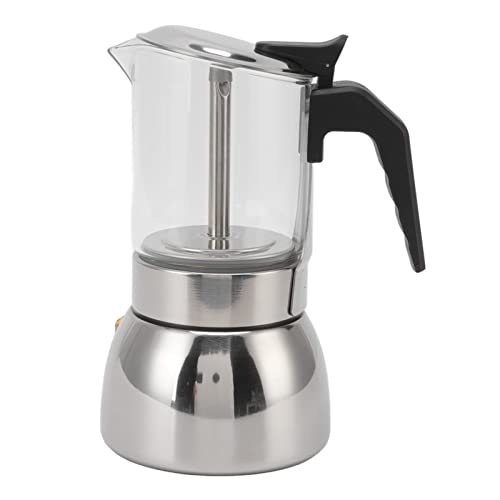 Zerodis Klassische Italienische Glas Moka Pot Edelstahl Kaffeemaschine, Genießen Sie Tolles Kaffeegeschmack zu Hause und Café (300ML) von Zerodis