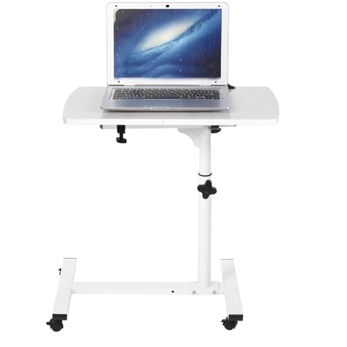 Zerodis Laptop-Schreibtisch mit Rollen – Tragbares, Abnehmbares Design für Bett, Sofa, Bücher, Snacks (White) von Zerodis