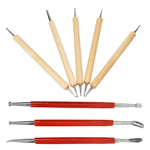 Zerodis Lederhandwerkskunst Doppelkopf Carving Stylus -Werkzeug -Set für Handgefertigtes Löffel Bohrer Pen Kit mit Holzgriff, 8pcs von Zerodis