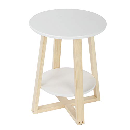 Zerodis Moderner Runder Teetisch, 2-stöckiges Regal, Stabiler Holzrahmen, Couch-Beistelltisch, Große Kapazität, Hohe Tragkraft, Akzent-Schreibtisch für Sofa, Schlafzimmer, 40 X 40 X von Zerodis