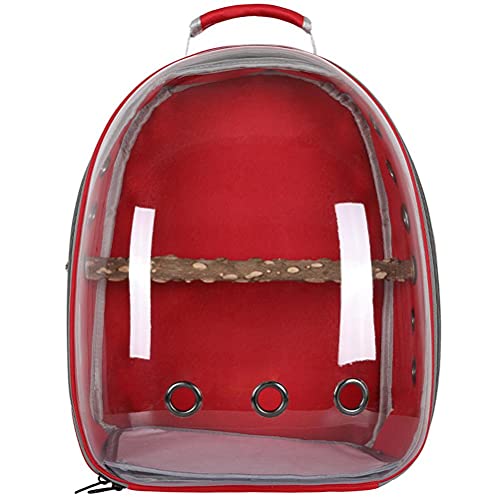 Pet Parrot Carrier Bird Travel Bag Rucksack Space Capsule Transparenter Rucksack Atmungsaktiver Papagei Zum Wandern (Rot) von Zerodis
