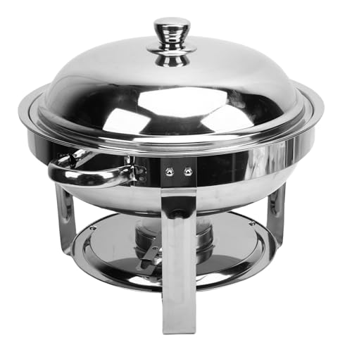 Zerodis Pots Pfannen Set 6L Edelstahl Round Chafer und Buffetwärmer mit Abnehmbarem Alkoholherd Catering Food Wärmer Herd für Partys Hochzeiten Bankette Chafing Dish Buffet Chafing von Zerodis