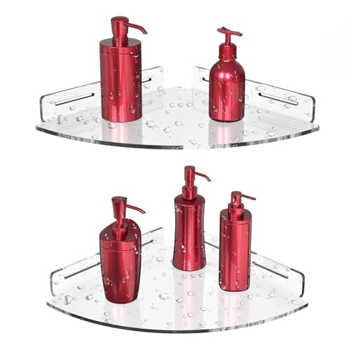 Zerodis Schwimmendes Eck Regal, Acryl Klare Ecke Dusche Organizer Wand Montage Lager Regal für Badezimmer Küche Schlafsaal Toilette von Zerodis