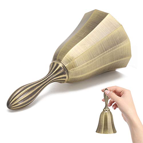 Zerodis Service Bell Bar Hand Bell Clear Sound Zink Legierung Hand Retro Design Service Als Abendessen Glocken Starthandwerk Verwendet (Bronze) von Zerodis