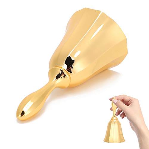 Zerodis Service Bell Bar Hand Bell Clear Sound Zink Legierung Hand Retro Design Service Als Abendessen Glocken Starthandwerk Verwendet (Gold) von Zerodis