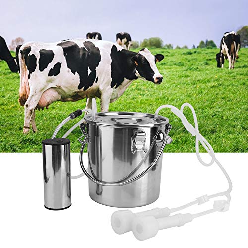Zerodis Tragbare elektrische Melkmaschine, 100-240 V Haushalts-Impulsmelker Melkmaschine Ziegenschaf-Melkkit mit 5-Liter-Eimer-EU-Stecker(Für Kuh) von Zerodis