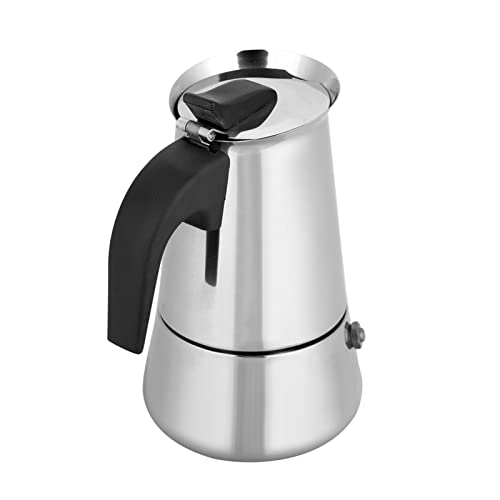 Zerodis Tragbarer Edelstahl -Kaffeekanne Mocha Pot Robust und Langlebiger Kaffeemaschine Easy Morning Brew für Liebhaber 200ml (100 ml) von Zerodis