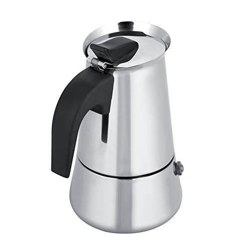 Zerodis Tragbarer Edelstahl -Kaffeekanne Mocha Pot Robust und Langlebiger Kaffeemaschine Easy Morning Brew für Liebhaber 200ml (200ML) von Zerodis