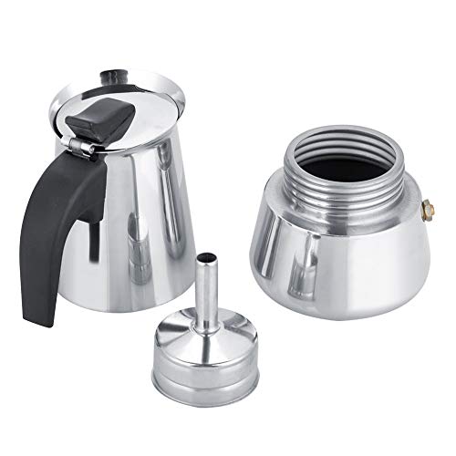 Zerodis Tragbarer Edelstahl -Kaffeekanne Mocha Pot Robust und Langlebiger Kaffeemaschine Easy Morning Brew für Liebhaber 200ml (450ML) von Zerodis