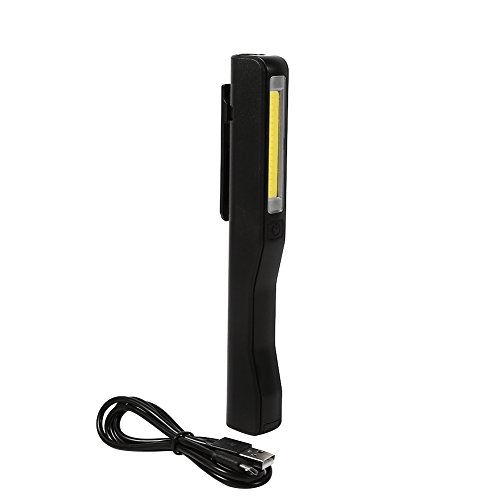 Zerodis USB wiederaufladbare LED Hand Taschenlampe Portable LED Taschenlampe mit Magnet Clip Haushalt Werkzeug(Schwarz) von Zerodis