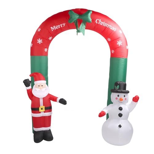 Zerodis Weihnachtsbogen Aufblasbarer Weihnachtsmann Snowman 7.9 Fuß Outdoor Dekorationen Aufblasbare Bogenbogen mit Santa Snowman für Vordertür Garden Rasen Fangen (EU -Stecker 220 V) von Zerodis