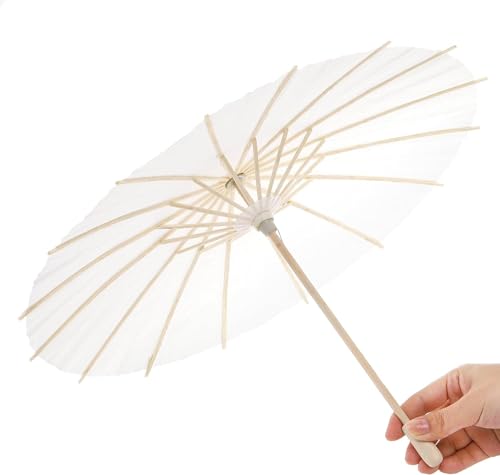 Dekorativer Sonnenschirm aus Wei?em Papier f¨¹r Schule und Dekoration, Erm?glicht DIY-Handbemalung mit Vintage-Aussehen, Robust und Langlebig (40cm Durchmesser) von Zerone