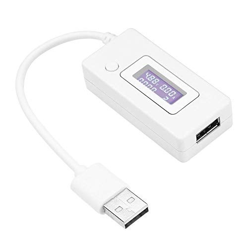 Digitales USB-Messgerät, Tester, Multimeter, 4 V-30 V, 0-3 A, USB-Strom- und Spannungskapazitätsprüfer, LCD-Display, weiß, Modern von Zerone