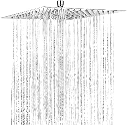 Regenduschkopf, Wasserfall-Duschkopf Quadratisch aus Edelstahl im Schlankes Design mit Anti-Kalk-Düsen, 50 x 50cm/ 20zoll von Zerone