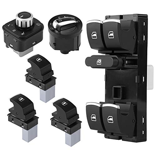 Steuerknopf, 6 Stück, Chrom, Scheinwerfer-Scheinwerfer, Fenster, Spiegelschalter-Set für B6 MK5 MK6 von Zerone