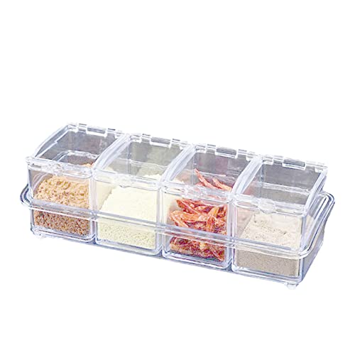 Transparentes K¨¹chen-Gew¨¹rzglas-Set aus Acryl mit Verschlussdeckel, Teilbar und Leicht zu Reinigen, 4-teilige Gew¨¹rzbeh?lter Zur Gew¨¹rzaufbewahrung (Gew¨¹rztopf) von Zerone